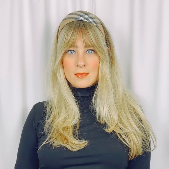 Vintage Plaid Check Headband in Brown Red White and Black Sparkle Fabric - Picture 3 of 9